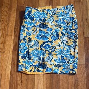 J. Crew Blue and Yellow Pencil Skirt